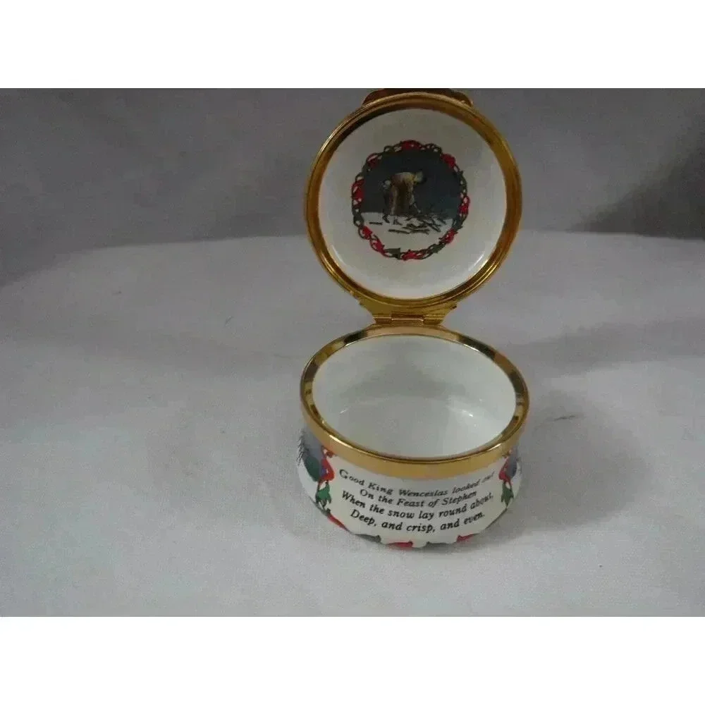 Enamel Box, Halcyon Days, Christmas 1990, ‎ Snuff Box, Pill Box, Jewelry Trinket